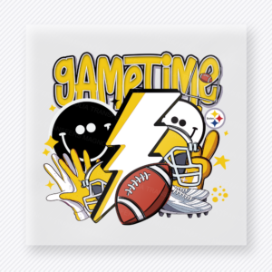 Game Time Football Yellow Black Sports DTF Transfers
