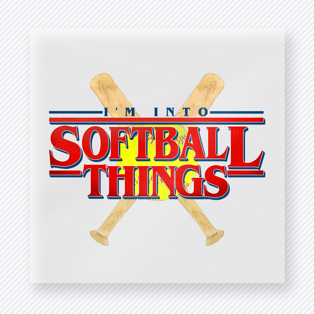 I’m Into Softball Things Crossed Bats Red Blue Sports DTF Transfers