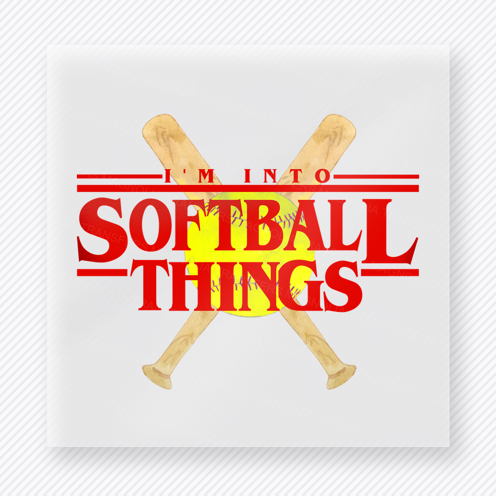 I’m Into Softball Things Crossed Bats Red Sports DTF Transfers