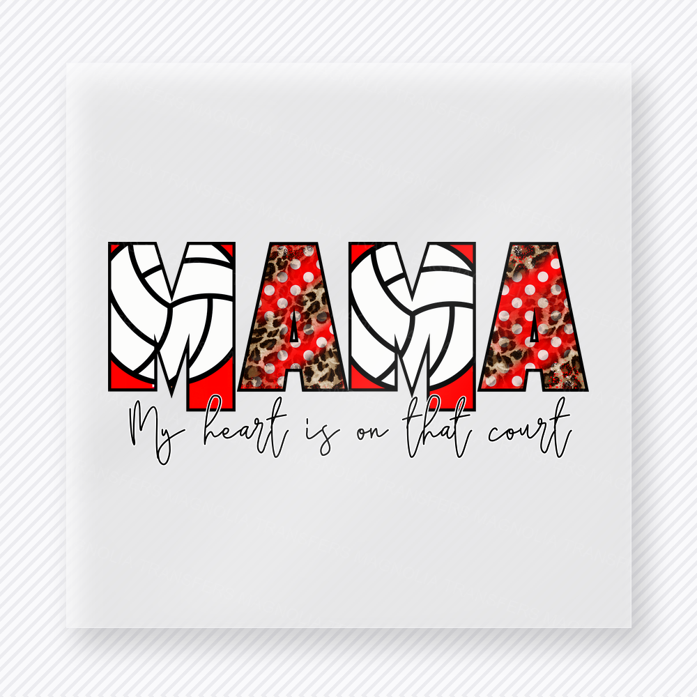 Mama Volleyball Heart Court Sports DTF Transfers