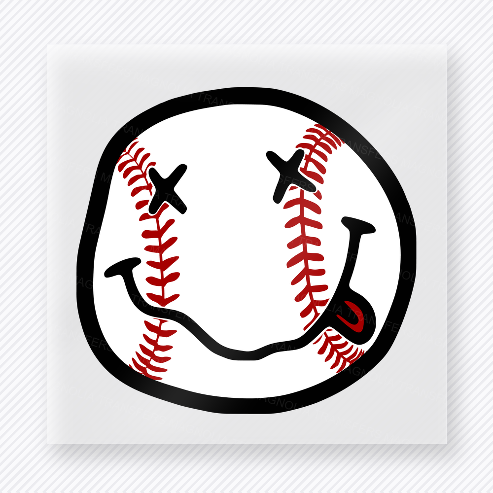 Softball Smiley White Sports DTF Transfers