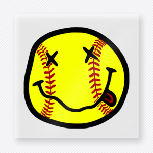 Softball Smiley Yellow Sports DTF Transfers