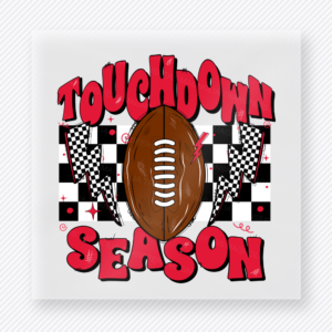 Touchdown Season Red Checkered Sports DTF Transfers