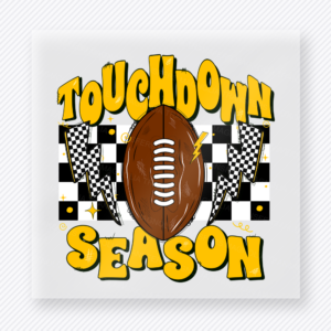 Touchdown Season Yellow Checkered Sports DTF Transfers