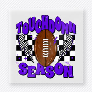 Touchdown Season Violet Checkered Sports DTF Transfers