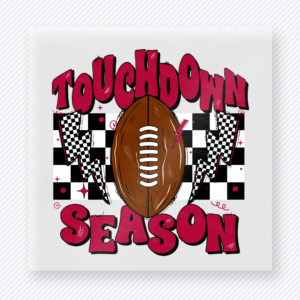 Touchdown Season Pink Checkered Sports DTF Transfers