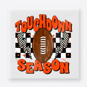 Touchdown Season Orange Checkered Sports DTF Transfers