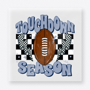 Touchdown Season Light Blue Checkered Sports DTF Transfers