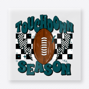Touchdown Season Teal Checkered Sports DTF Transfers