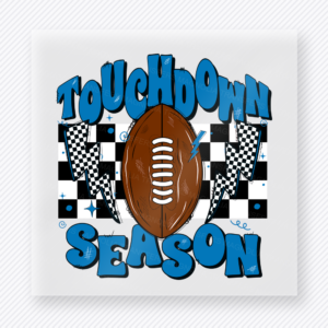 Touchdown Season Blue Checkered Sports DTF Transfers
