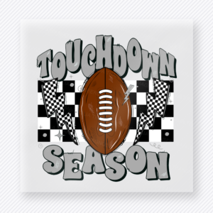 Touchdown Season Gray Checkered Sports DTF Transfers