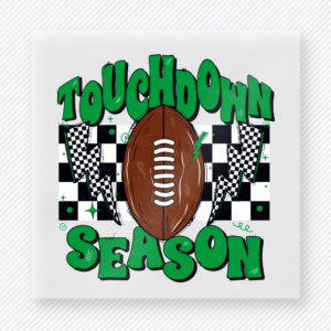 Touchdown Season Green Checkered Sports DTF Transfers