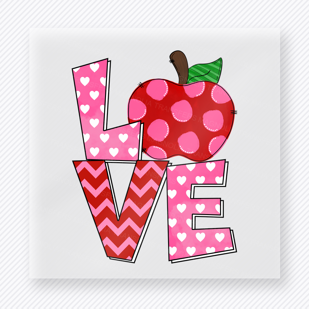 Love Apple Teacher & School DTF Transfers