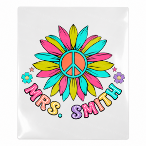 Mrs. Smith Peace Flower Teacher & School UV transfer for hard-surface products