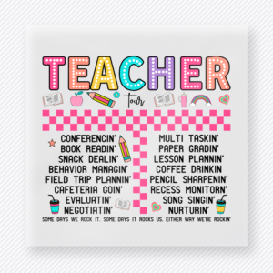 Teacher Checklist Teacher & School DTF Transfers