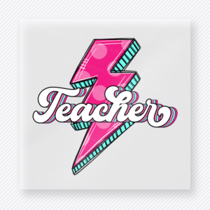 Teacher Pink Lightning Bolt Teacher & School DTF Transfers
