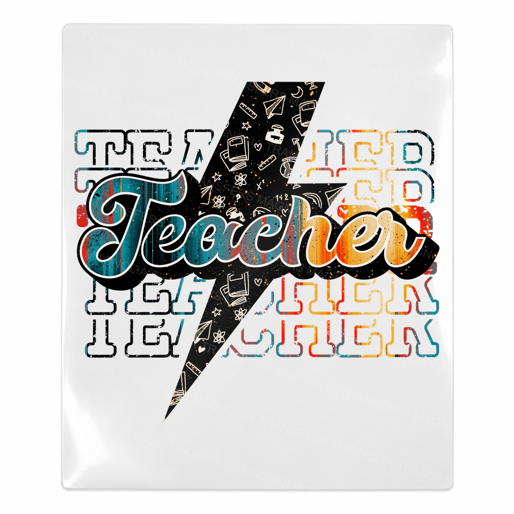 Teacher Lightning Script Teacher & School UV transfer for hard-surface products