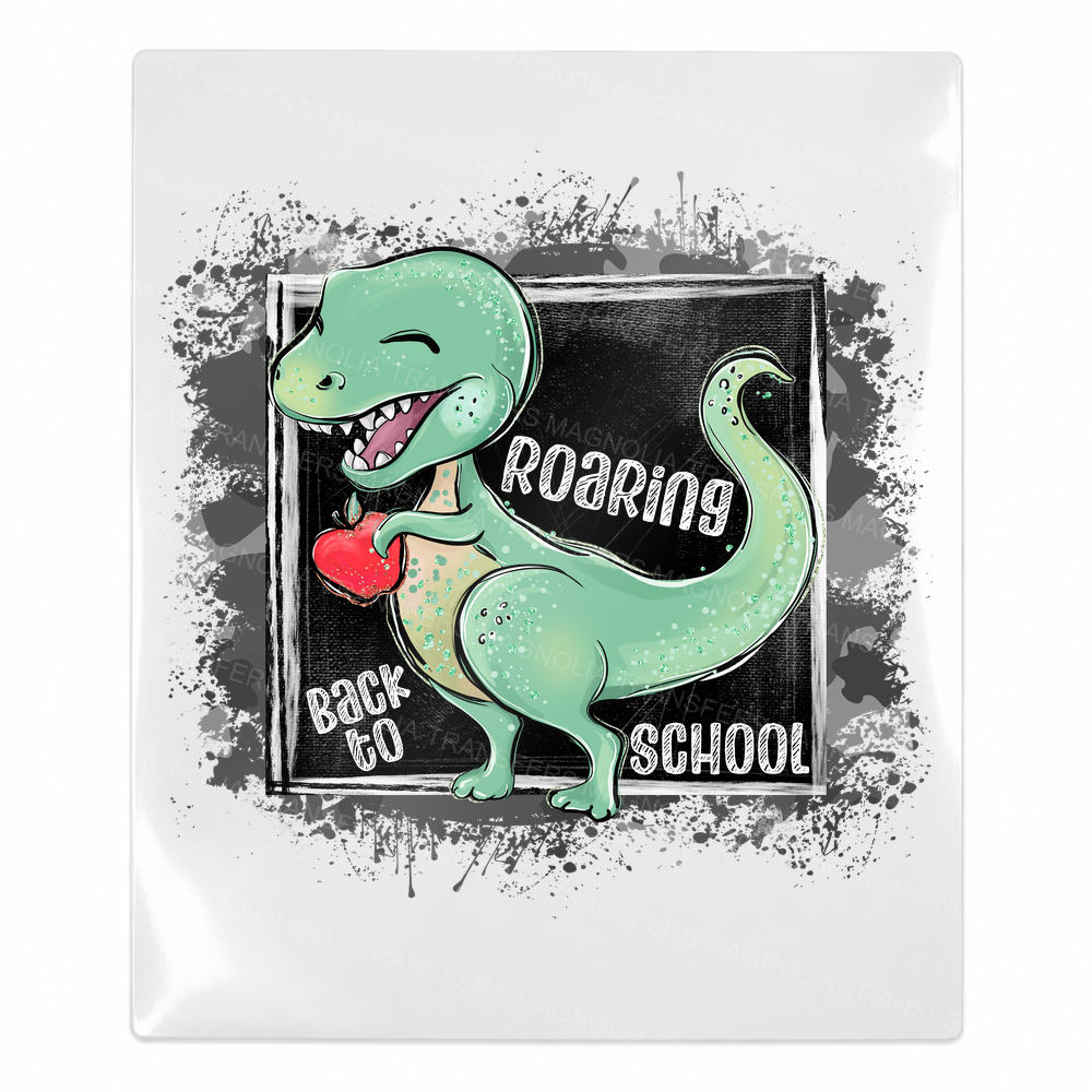 Roaring Back To School Grunge Dinosaur Teacher & School UV transfer for hard-surface products