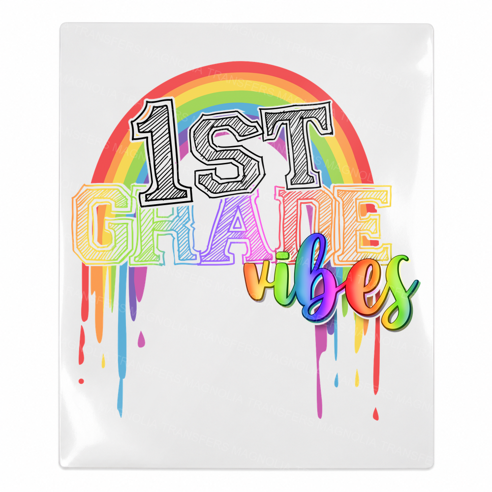 First Grade Vibes Teacher & School UV transfer for hard-surface products