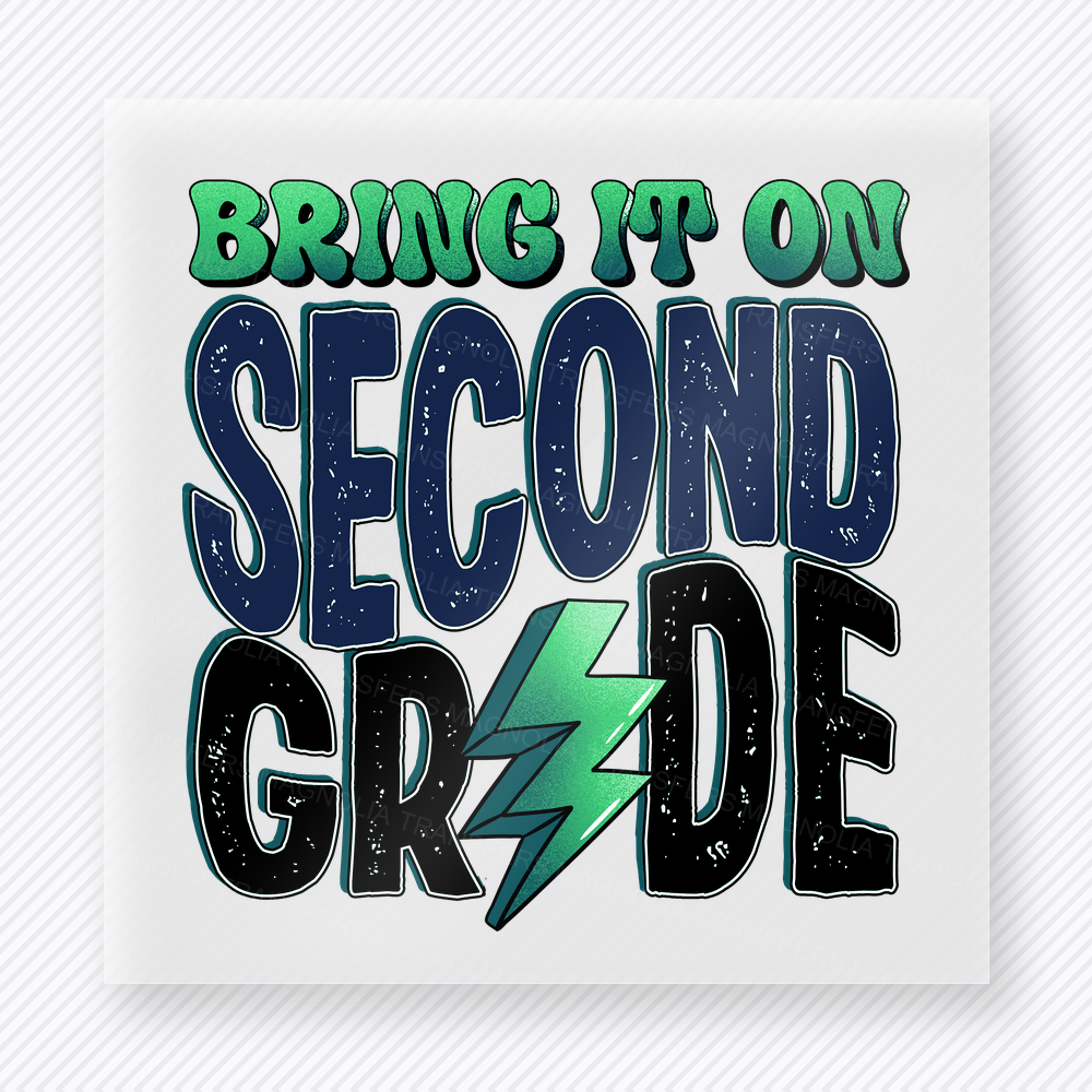 Bring It On Second Grade Blue Teacher & School DTF Transfers
