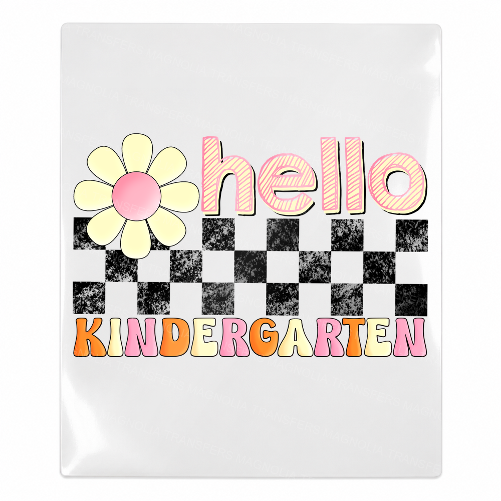 Hello Kindergarten Teacher & School UV transfer for hard-surface products