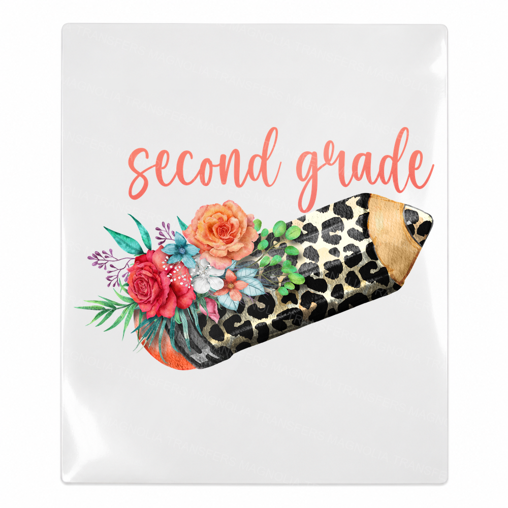 Second Grade Floral Pencil Teacher & School UV transfer for hard-surface products