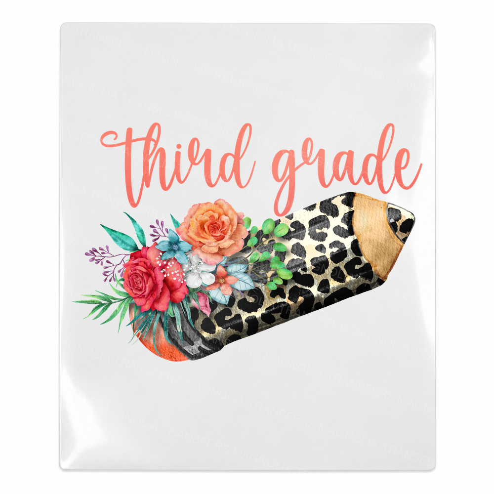 Third Grade Floral Pencil Teacher & School UV transfer for hard-surface products