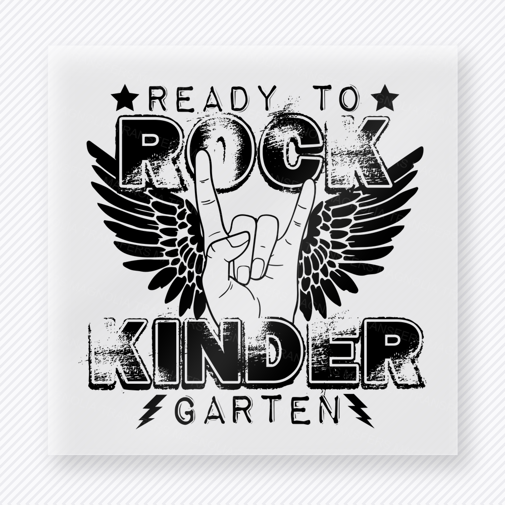 Ready To Rock Kindergarten Black Teacher & School DTF Transfers