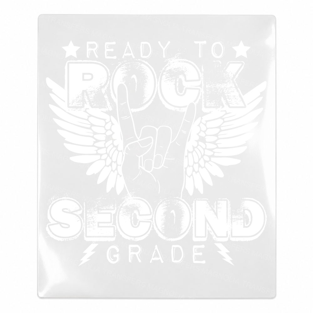 Ready To Rock Second Grade White Teacher & School UV transfer for hard-surface products