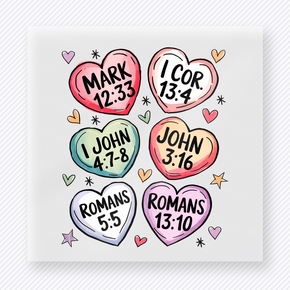 Bible Verse Conversation Hearts Valentine's Day DTF Transfers