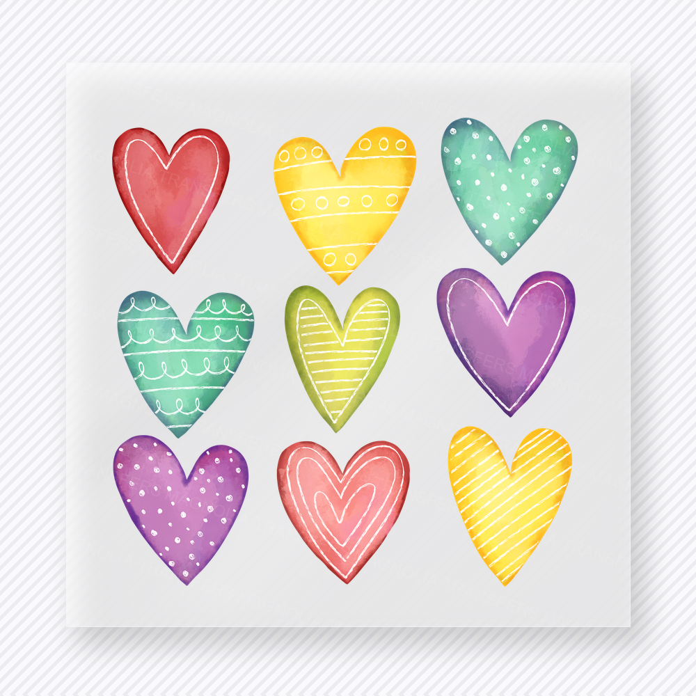 Pastel Heart Grid Valentine's Day DTF Transfers