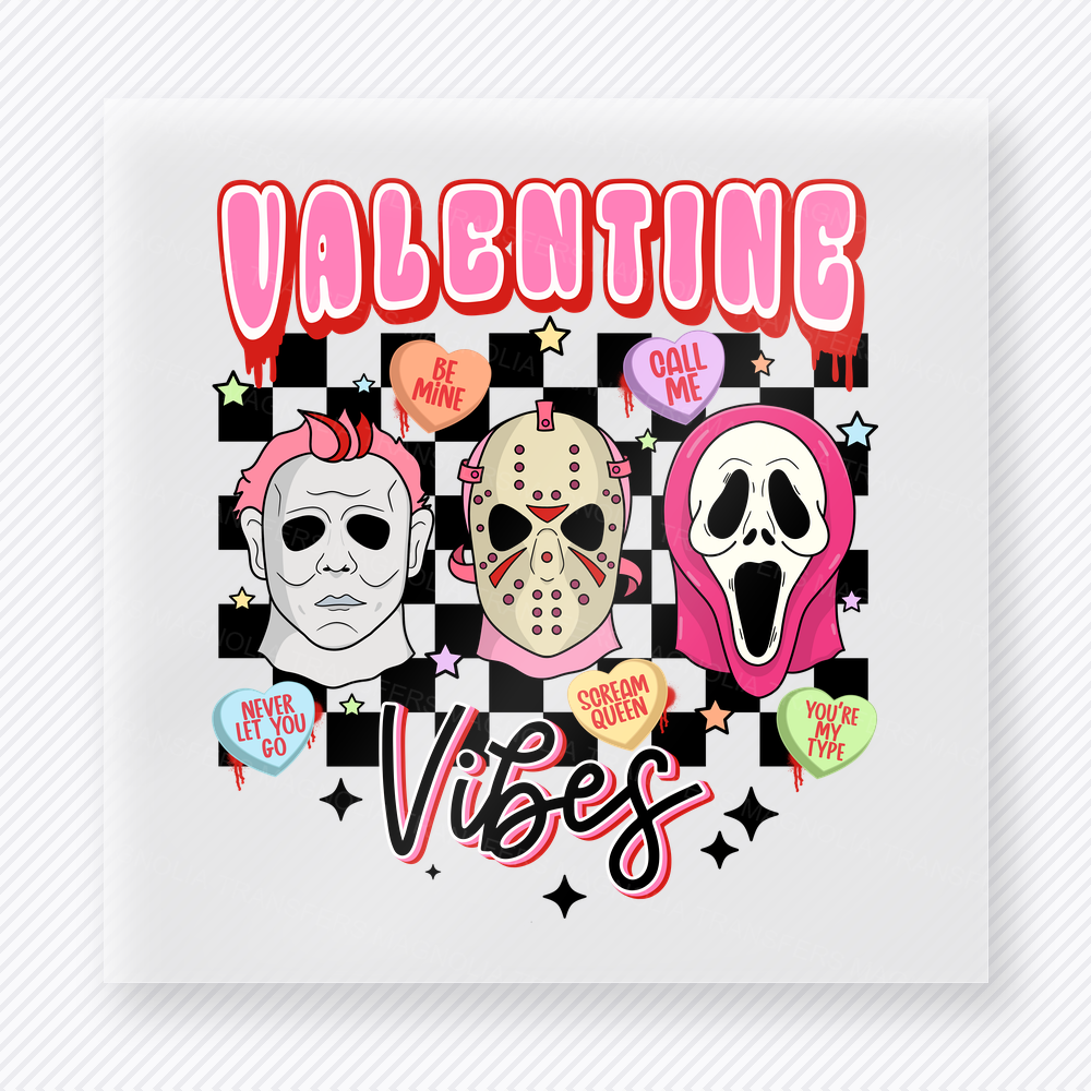 Valentine Vibes Horror Masks Color Valentine's Day DTF Transfers