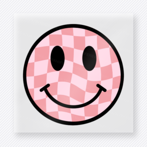 Pink Checkerboard Smiley Valentine's Day DTF Transfers