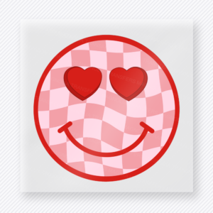 Heart Eyes Checkerboard Smiley Valentine's Day DTF Transfers