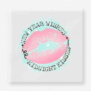 New Year Wishes Midnight Kisses Pink New Years DTF Transfers