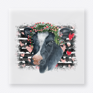 Valentine Cow Floral Valentine's Day DTF Transfers