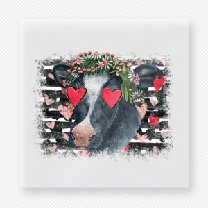 Heart Eyes Cow Stripe Valentine's Day DTF Transfers