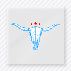 Blue Longhorn Skull Western, Boho & Hippie DTF Transfers