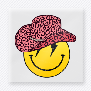 Leopard Smiley Cowboy Hat Western, Boho & Hippie DTF Transfers
