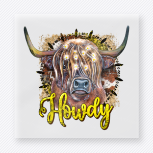 Howdy Highland Cow Yellow Western, Boho & Hippie DTF Transfers