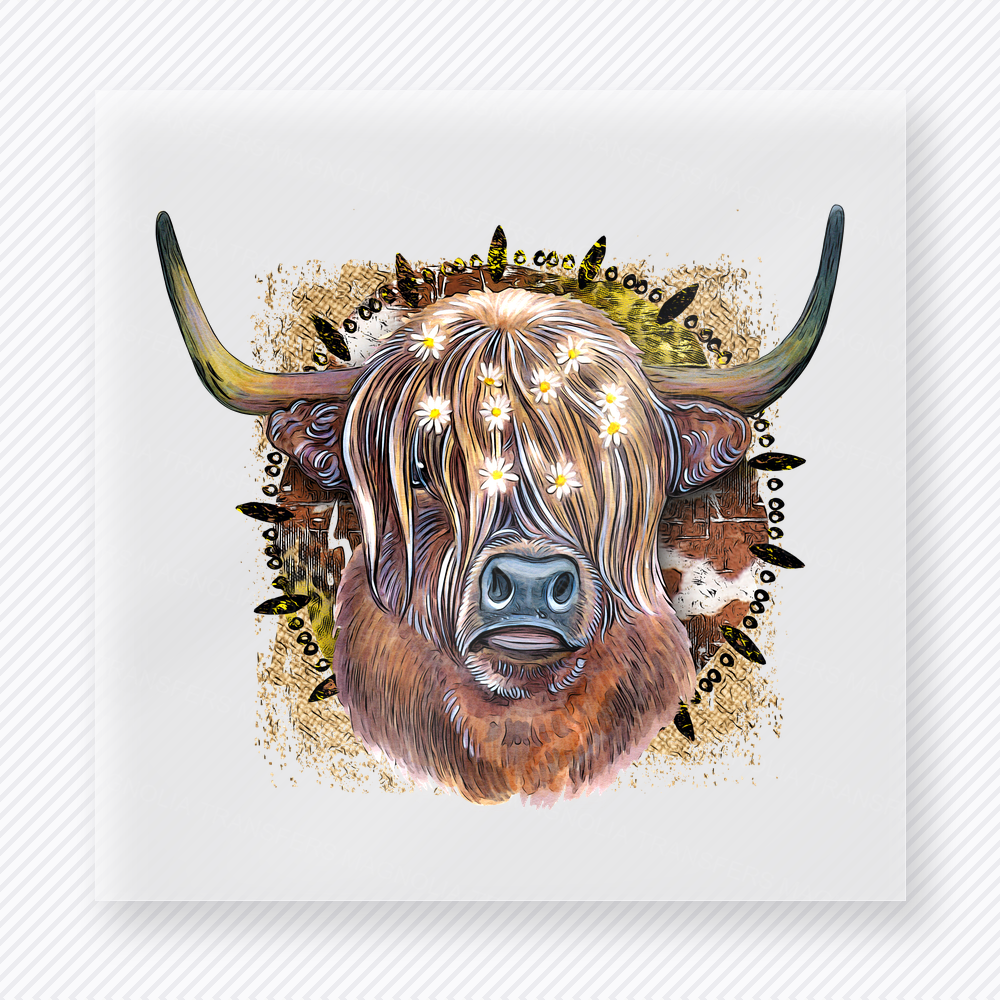 Highland Cow Western Portrait Western, Boho & Hippie DTF Transfers