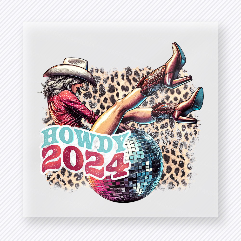 Howdy 2024 Disco Boots Western, Boho & Hippie DTF Transfers