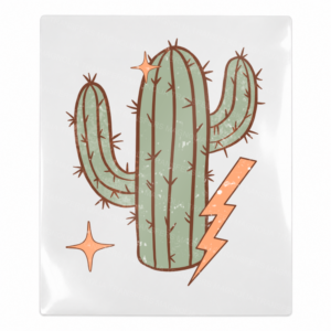 Cactus Lightning Bolt western UV transfer with desert cactus and peach bolt
