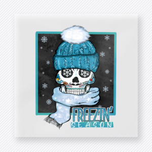 Freezin Season Teal Skull Winter DTF Transfers