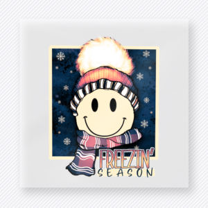 Freezin Season Pink Smiley Winter DTF Transfers